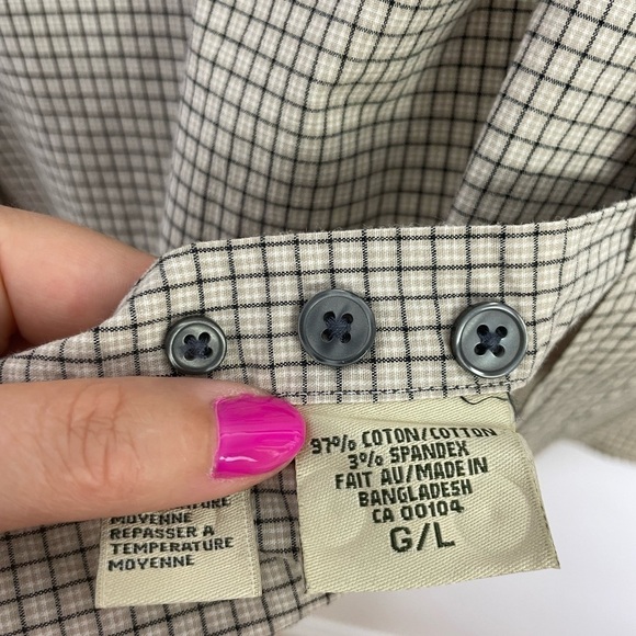 Cacharel designer plaid grid neutral buttons shirt - Picture 7 of 8